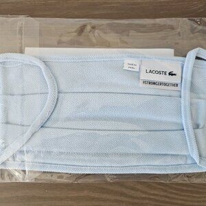 NIP LACOSTE Light Blue Pique Cotton Ear Loop Face Mask Unisex One Size OS